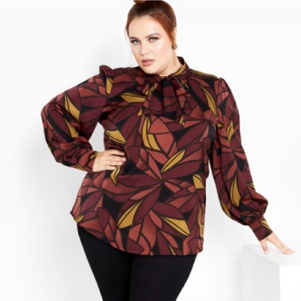 City Chic Vivian High Neck Floral Blouse Size XS/14
